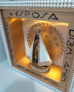 Nicho Iluminado Nossa Senhora Aparecida com imagem - Quadro Oratório - Mandaluhz - Artigos de Luxo