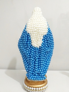 Nossa Senhora das Graças com pérolas - 25 cm - Azul Claro - Mandaluhz - Artigos de Luxo