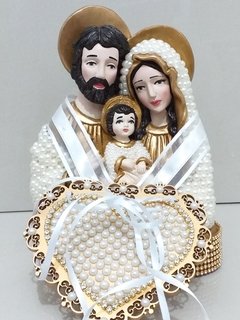 Busto Sagrada Família com Pérolas - Porta Alianças - 20 cm na internet
