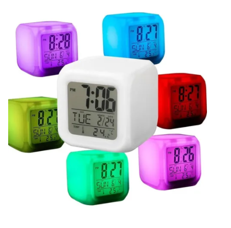 Despertador Luz Despertador Amanecer Luz Regulable Luces Coloridas Pantalla  Completa Reloj Radio-Blanco Con Enchufe Eu