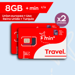 x2 SIMS de 8GB para Europa+Turquia+USA