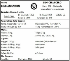 Belgian Saison - Silo Cervecero | Insumos Cerveceros | Cerveza Artesanal