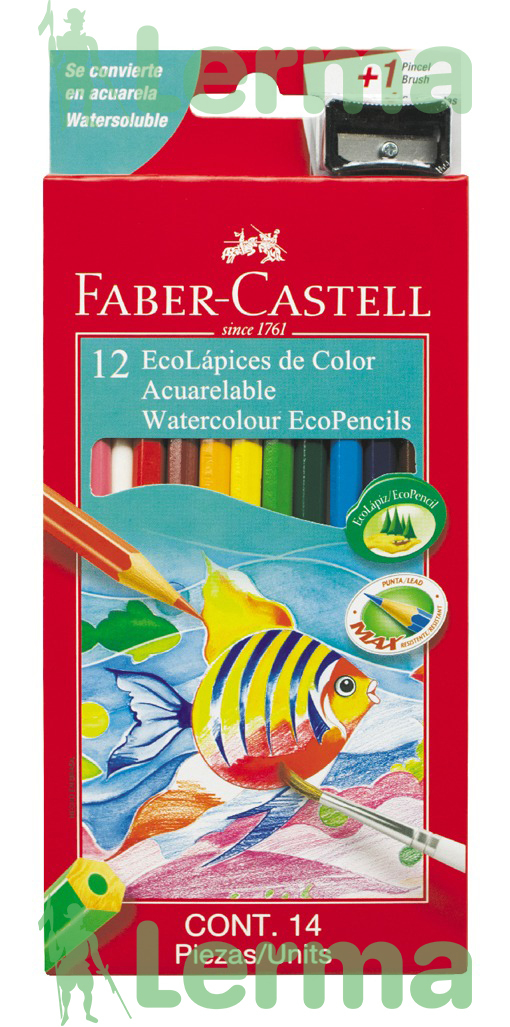 Lapices de colores acuarelables x12 hexagonales + sacapunta Faber