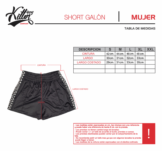 Talle de short hotsell