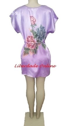 Blusa Larga Lilás Estampada Flores - comprar online