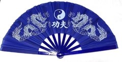 Leque Oriental Azul Dragão 1 Dança Kung Fu *