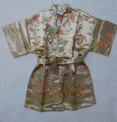 Kimono Infantil Dourado Com Estampa Dragão E Fênix