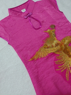 Vestido Infantil Fênix Pink- Gola com abertura em gota na internet