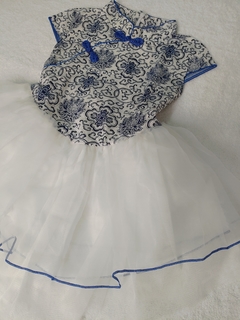 Vestido Infantil Com Estampas De Flores Azul - loja online