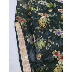 Vestido Longo Oriental Preto Estampa Flores * - Kimonos Liberdade