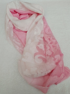 Lenço feminino - Echarpe Duo Rosa e Branco