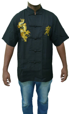 Blusa Masculina Preta Estampa Dragão Em Algodão