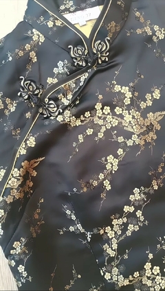 Vestido Curto Preto E Dourado Flor De Cerejeira - comprar online