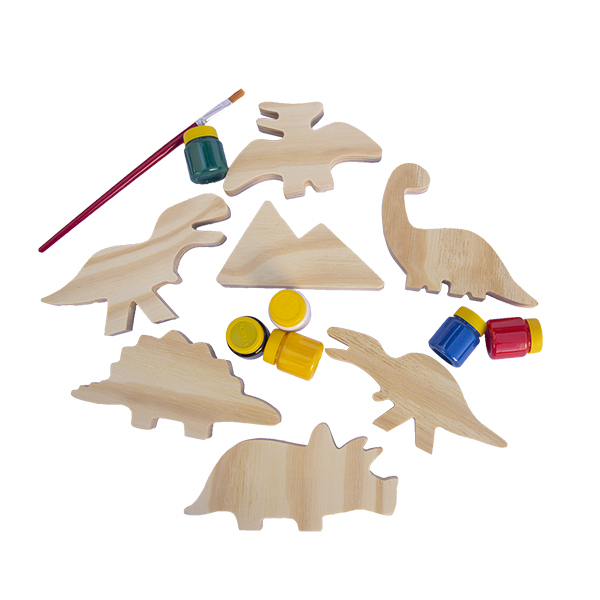 Kit De Dinossauros Educativo Em Madeira Para Colorir