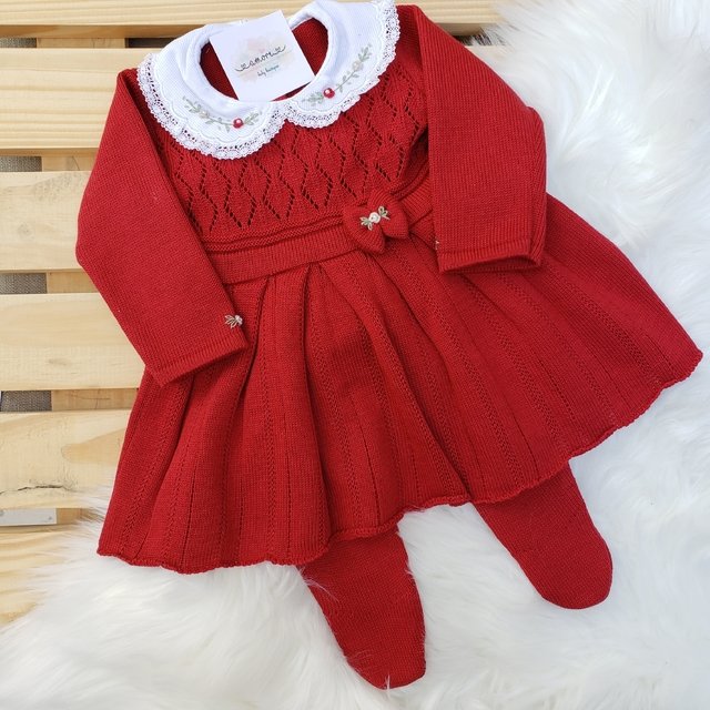 Vestido de Tricot Vermelho para Bebê
