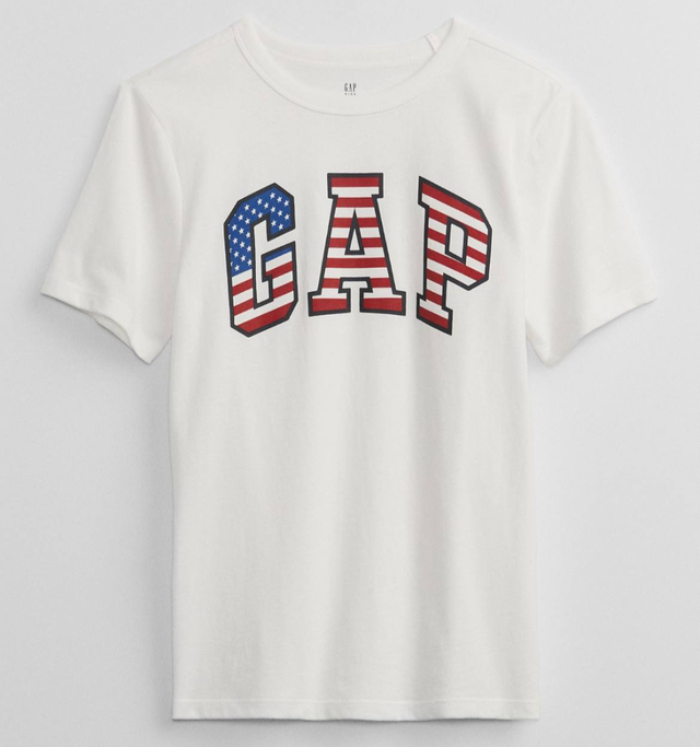Camiseta Gap Logo Bandeira Infantil Branca