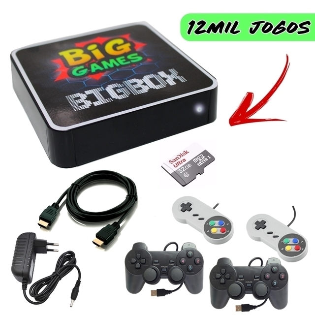 Console BIG BOX 12 Mil Jogos + 4 Controles - Big Games