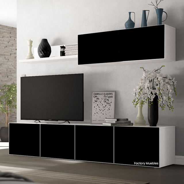 Mueble para TV fabricado en material MDF recubierto de melamina de color  negro Forme