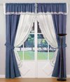 Juego de cortinas de voile triple, con faldon y cantonier de tela jacquard - Articulo 108