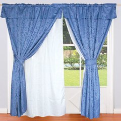 Juego de cortinas dobles de voile triple de fondo y tela jacquard satinada por delante - Articulo 110 - comprar online