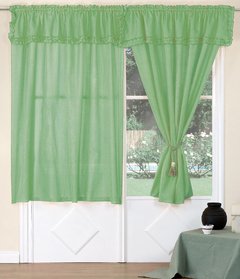 Juego de cortinas de voile triple con faldon y voladitos - Articulo 301 - comprar online