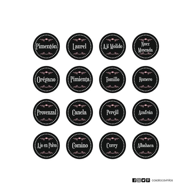 Etiquetas de especias de letras góticas para cocina en español | Pegatina