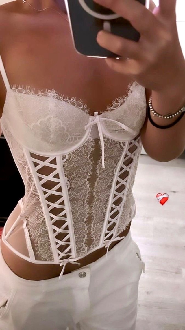 Corset Victoria s Secret Blanco Lace Up