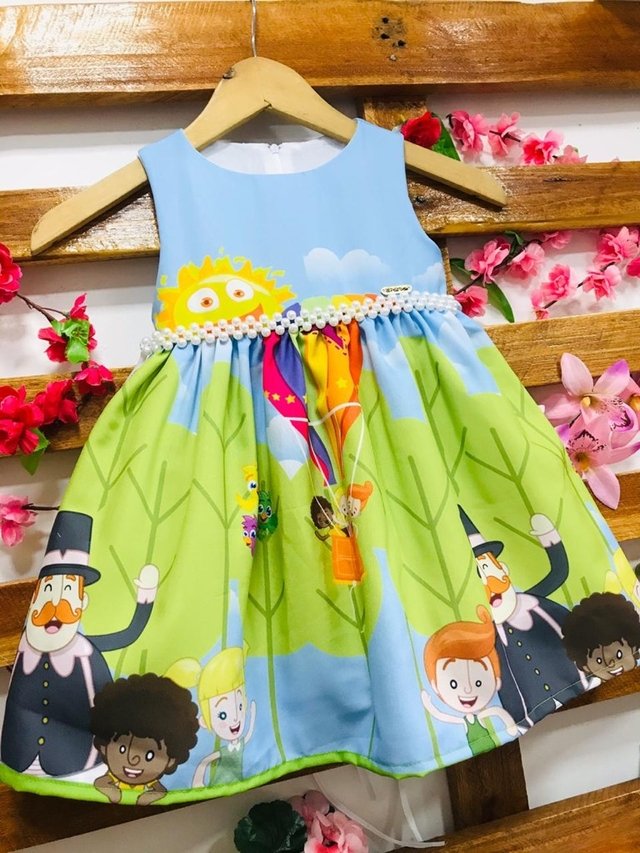 Vestido Mundo Bita sol pérolas infantil