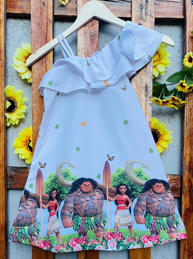 Vestido Moana com faixa adulto mãe