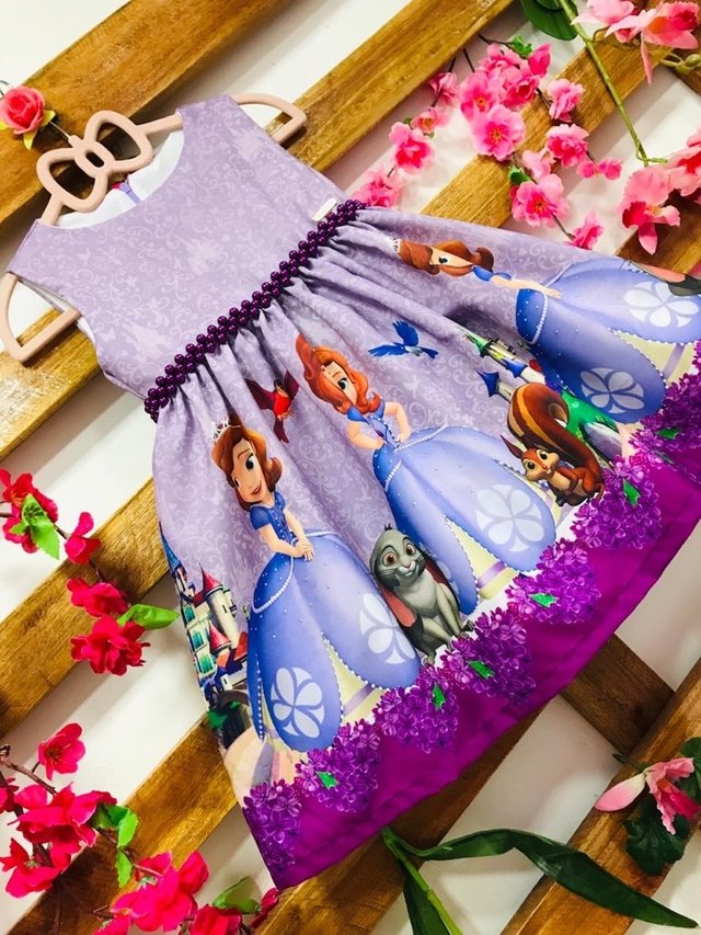 Vestido Princesa Sofia Roxo Pérolas infantil