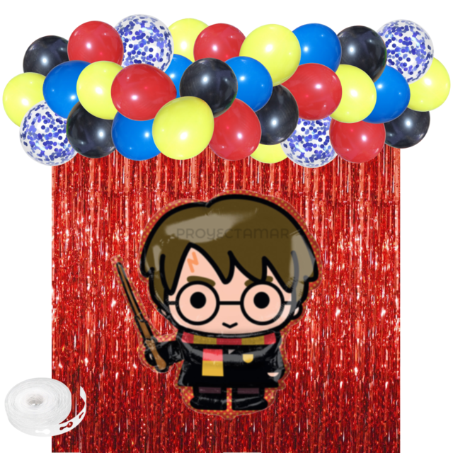Kit De Decoracion Cumpleaños Globos Harry Potter 83 Pz Nuevo