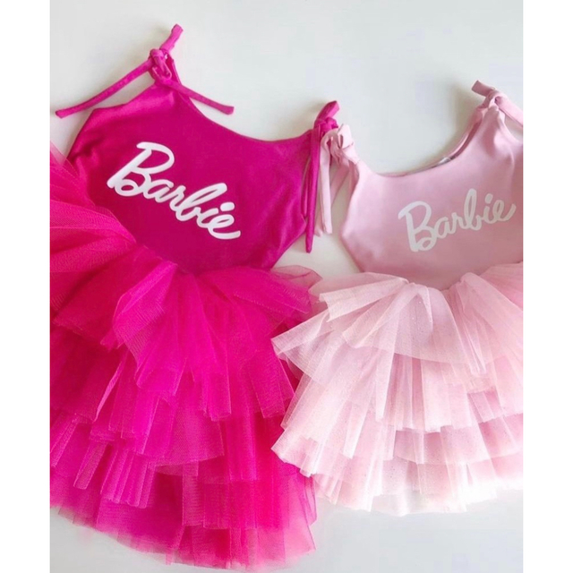 Vestido Infantil Barbie Rosa Brilho e Saia de Tule