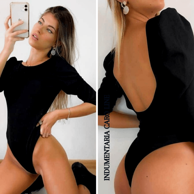Body negro espalda abierta deals