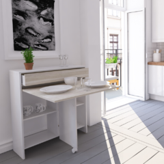 Mesa Plegable Con Cajón Y Estantes Helsinki/Blanco - comprar online