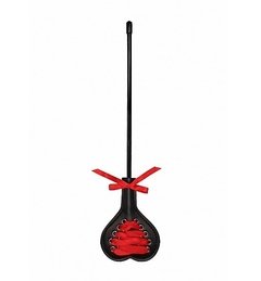 Látigo Fuete Ouch! Crop Heart Black With Red Lace - Small