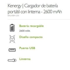 Klip Kenergy Cargador Batería Portátil C/ Linterna 2600 Mah - comprar online