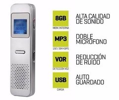Grabador De Voz Digital Daza 8gb Mp3 Usb Microfono Stereo - comprar online