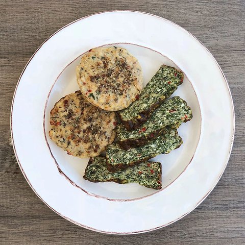 Hamburguesa de Pollo con Budín de Ricota y Espinaca