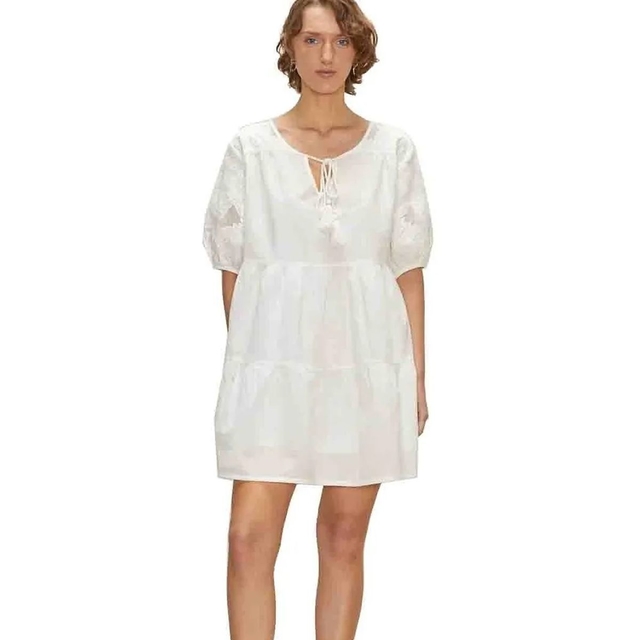 Vestido Algodon Mujer Desiderata Embroidery Mesh Bella 3 4 Manga