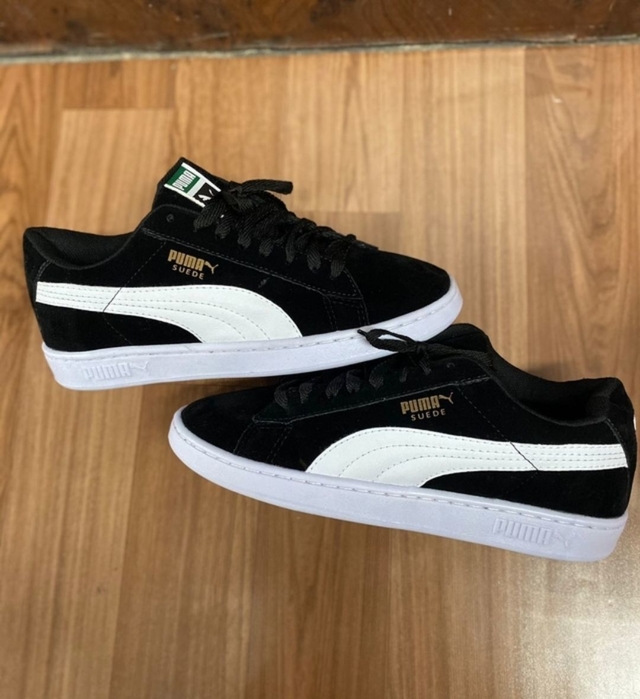 Tenis puma suede top feminino preto e branco