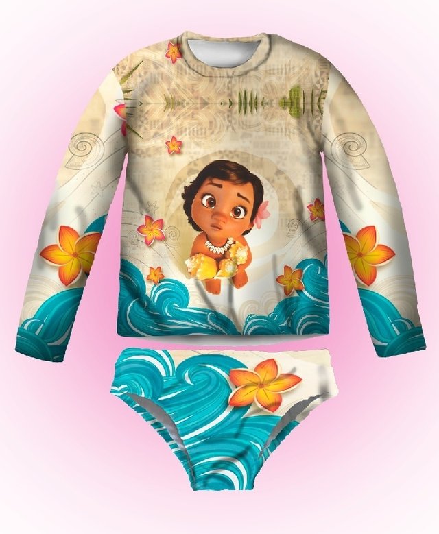 Roupa Moana baby. kit conjunto Moana. 4 peças.