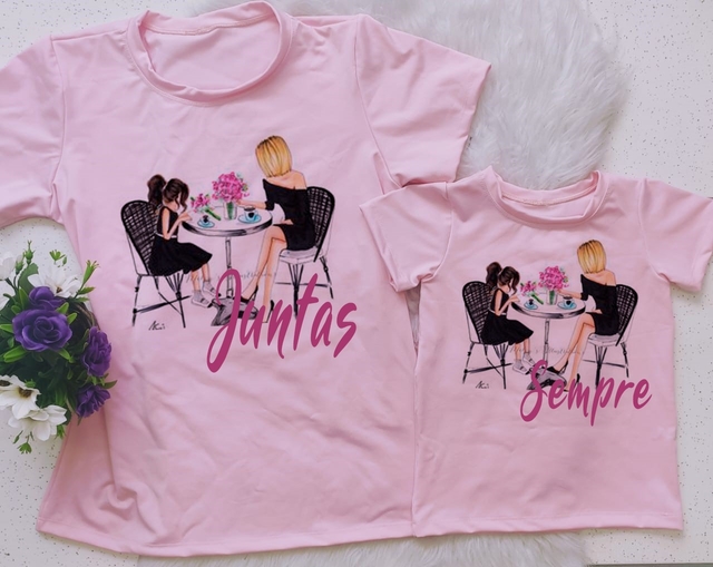 Kit 2 peças - Camisetas Tal Mãe Tal Filha(o) - Barbie Mom e Barbie Girl