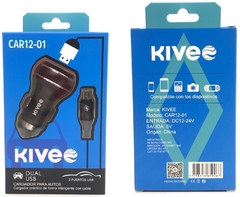 CARGADOR KIVE 12V 2 USB CAR12-01 + CABLE MICRO USB - Carga rápida