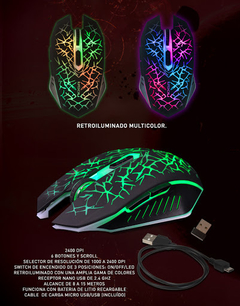 Mouse Gamer NOGA Inalámbrico Recargable C/led St-320 en internet