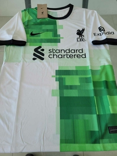 Camiseta Nike Liverpool Suplente Blanca y Verde 2023 2024
