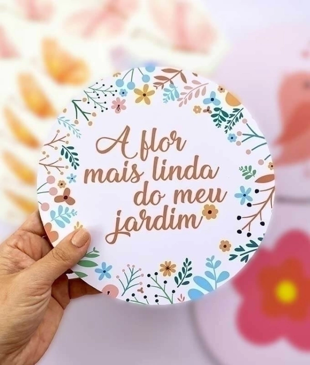 Placa MDF tema floral com frase para quarto menina | Loja Printme