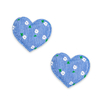 Aplique Coração de Linho Florzinhas Azul Jeans 