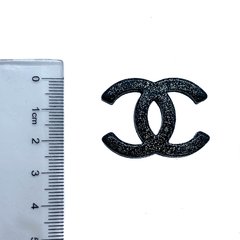 Aplique Logo Chanel Preto Glitter Emborrachado - 2 Unidades - comprar online