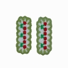 Aplique Para Tic Tac Crochê com Cereja Borda Verde (6.5cm)