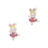 Aplique Coelha Bailarina Dançando Vestido Rosa Glitter Acrílico - 2 unidades